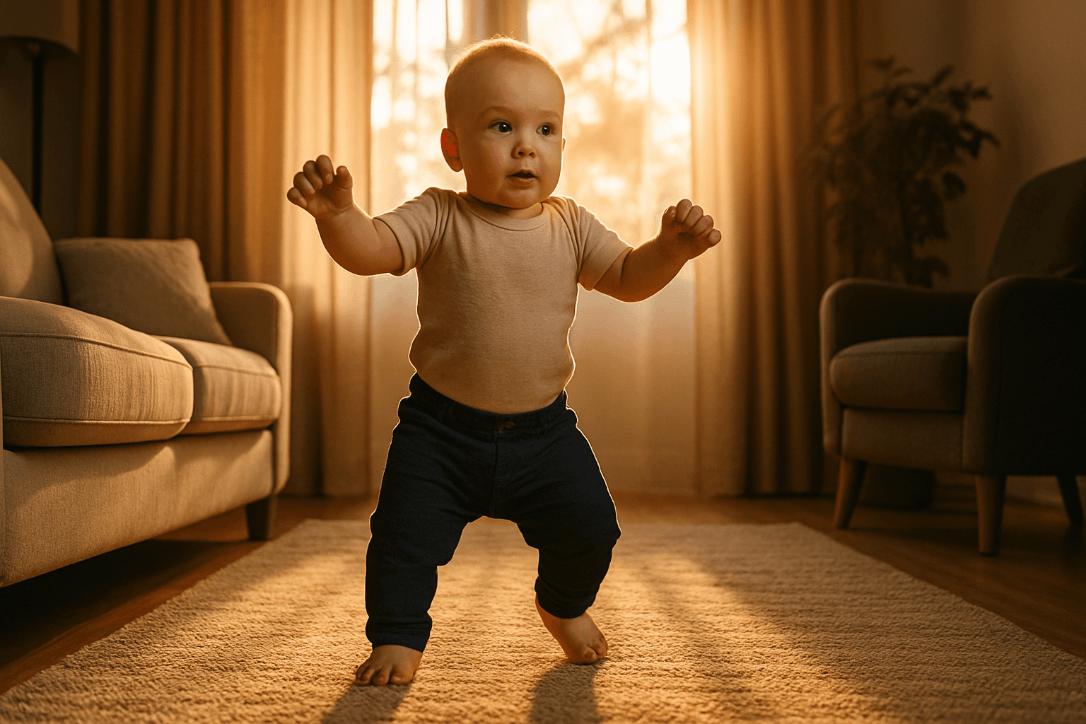Les premiers pas d’un bébé, prêts à être intégrés dans un livre de souvenirs familiaux
